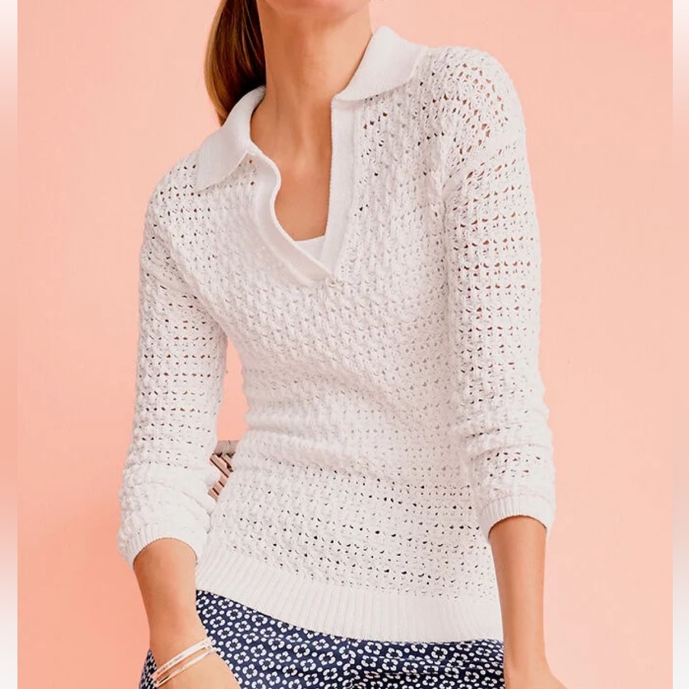 Talbots Open Stitch Johnny Collar Pullover